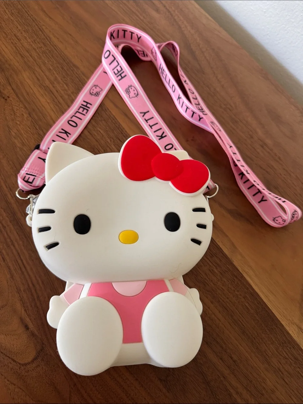 Hello Kitty White & Pink Silicone Crossbody Bag with Red Bow